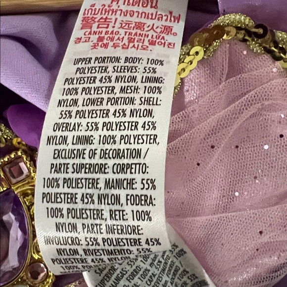 NWT Disney Rapunzel Lavender and Gold Princess Gown Costume Girls Size 7/8 - Picture 9 of 9